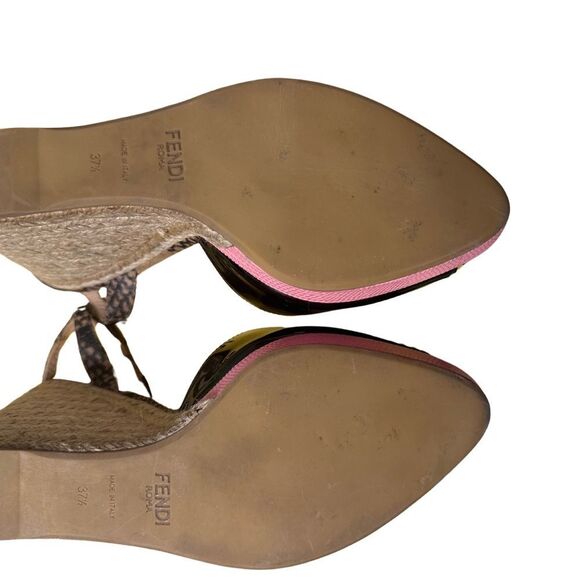 Fendi Maryjanes with Black and Pink Wedge Platform Espadrilles. No Flaws. - Picture 7 of 17